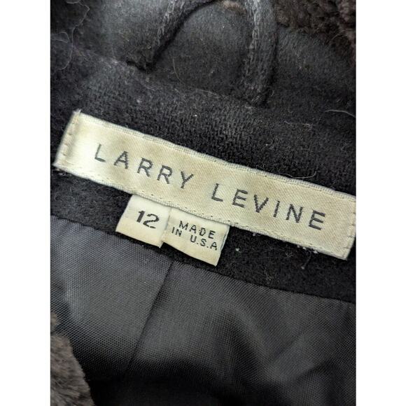 LARRY LEVINE! RICH BLACK DOUBLE BREASTED FAUX FUR COLLAR PEACOAT, JACKET! SZ 12 - Picture 8 of 10